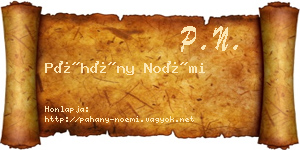 Páhány Noémi névjegykártya